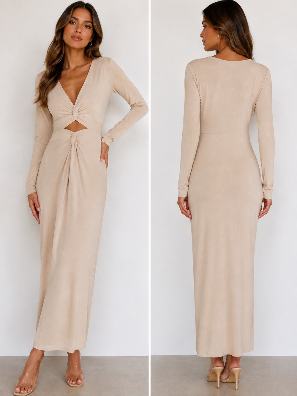 Sofia Richie Beige Cutout Maxi Dress – NWT